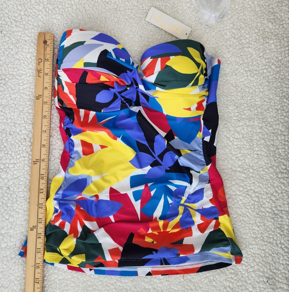 Anna Cole Size Medium Colorful Strapless Swimsuit Top Had Removeable Str…